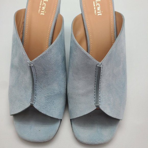 $195 Lewit Heels Sandals Blue Suede Made In Italy EU sz 36,5 US sz 6 - Picture 3 of 9